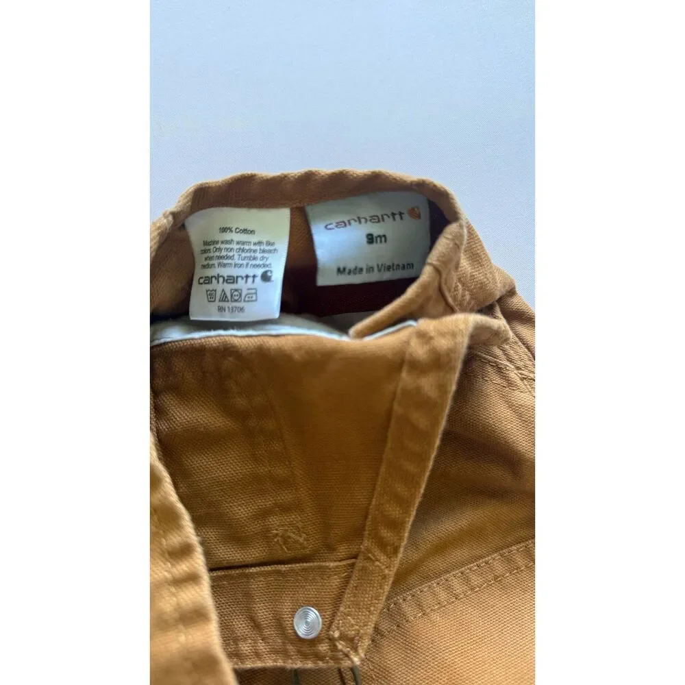 Carhartt Baby Overalls 9 Months Brown Duck Canvas Bib Workwear 9M